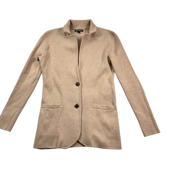 J.Crew Mercantile Tan Knit Blazer Jacket Women’s XXS  Button Front 100% cotton - Picture 2 of 13